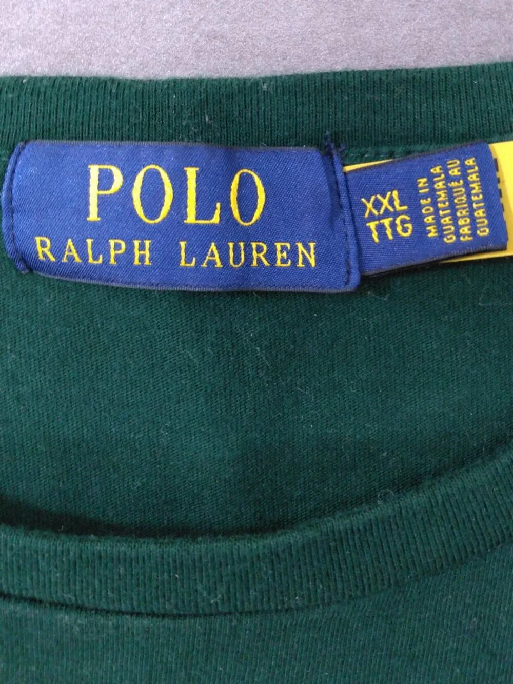 POLO RALPH LAUREN T Shirt XXL GREEN Yellow SPELLOUT 2XL Athletic Dept MENS RL SS